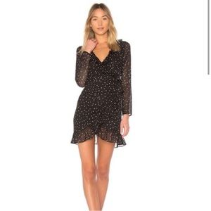 Superdown Rachel Wrap Dress in Black Star